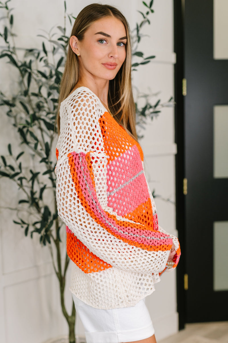 Hazel Blues® |  Off the Grid Net Color Block Layering Top