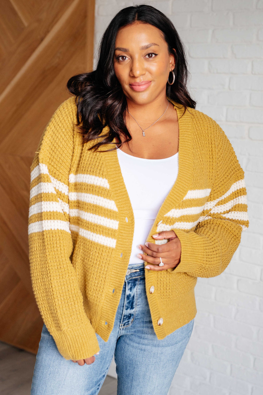 Hazel Blues® |  On Top of the World Striped Cardigan