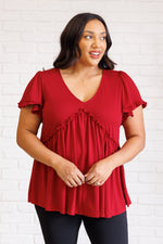 Hazel Blues® |  One Day Soon V-Neck Ruffle Detail Top