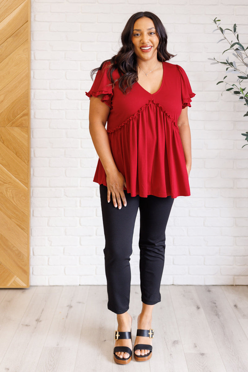 Hazel Blues® |  One Day Soon V-Neck Ruffle Detail Top