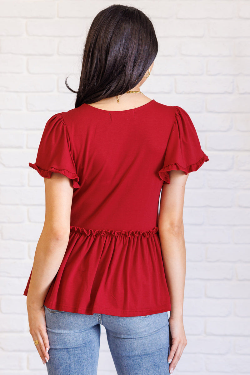 Hazel Blues® |  One Day Soon V-Neck Ruffle Detail Top