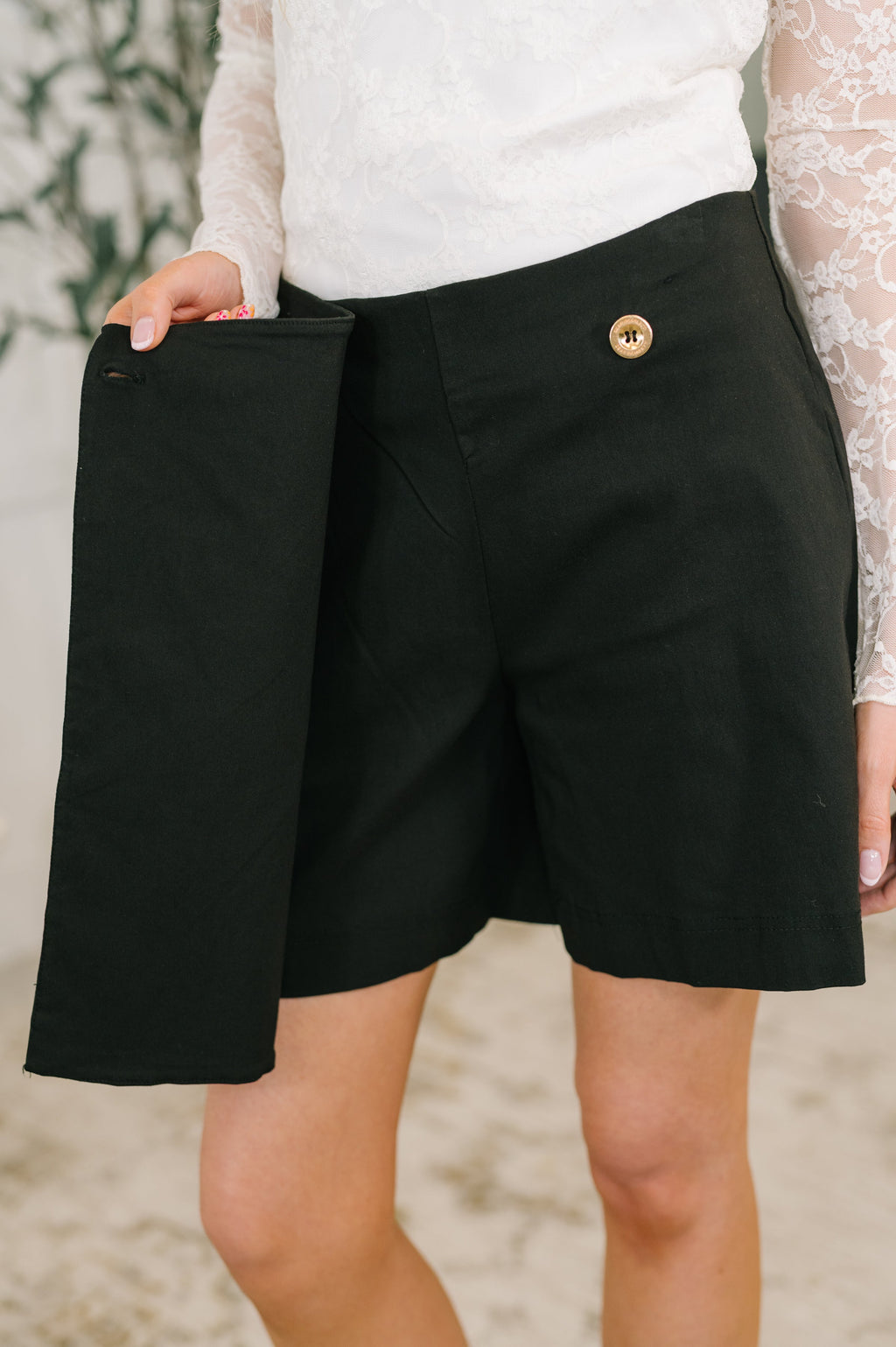 Hazel Blues® |  Only Pair Faux Wrap Skort in Black