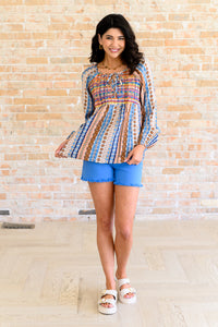 Hazel Blues® |  Open Sky Boho Tunic in Navy Mauve