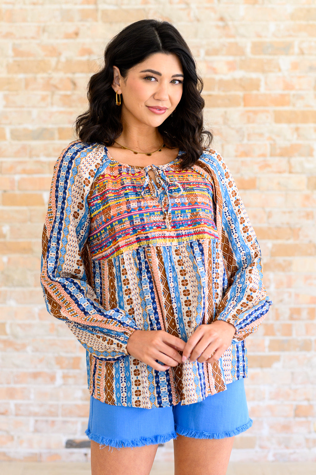 Hazel Blues® |  Open Sky Boho Tunic in Navy Mauve