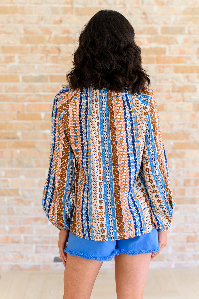 Hazel Blues® |  Open Sky Boho Tunic in Navy Mauve