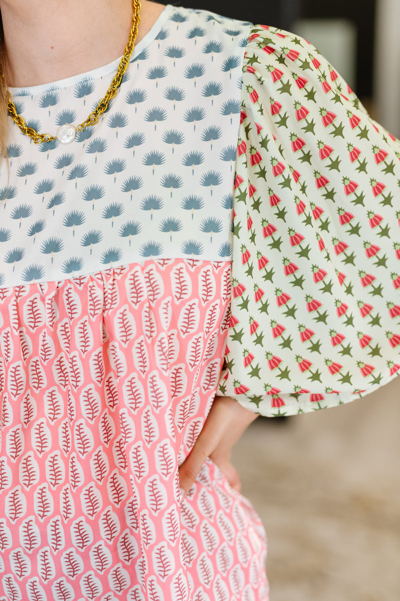 Hazel Blues® |  Outside Advantage Mixed Print Boho Blouse