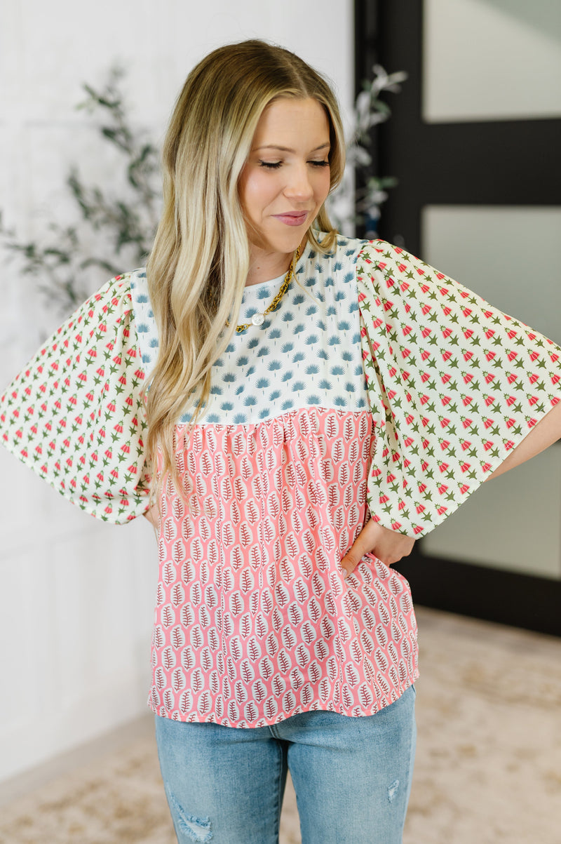 Hazel Blues® |  Outside Advantage Mixed Print Boho Blouse