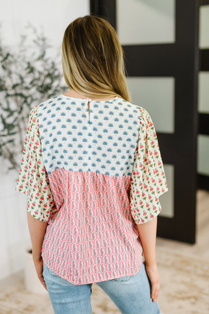 Hazel Blues® |  Outside Advantage Mixed Print Boho Blouse