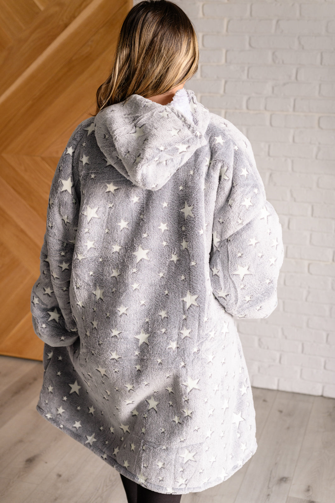 Hazel Blues® |  Oversized Blanket Hoodie in Grey Stars