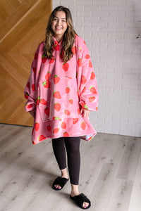 Hazel Blues® |  Oversized Blanket Hoodie in Strawberry