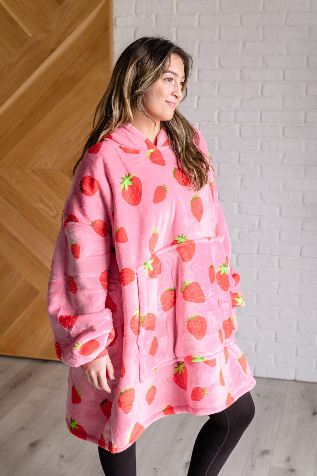 Hazel Blues® |  Oversized Blanket Hoodie in Strawberry