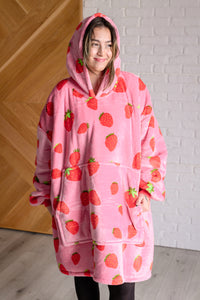 Hazel Blues® |  Oversized Blanket Hoodie in Strawberry