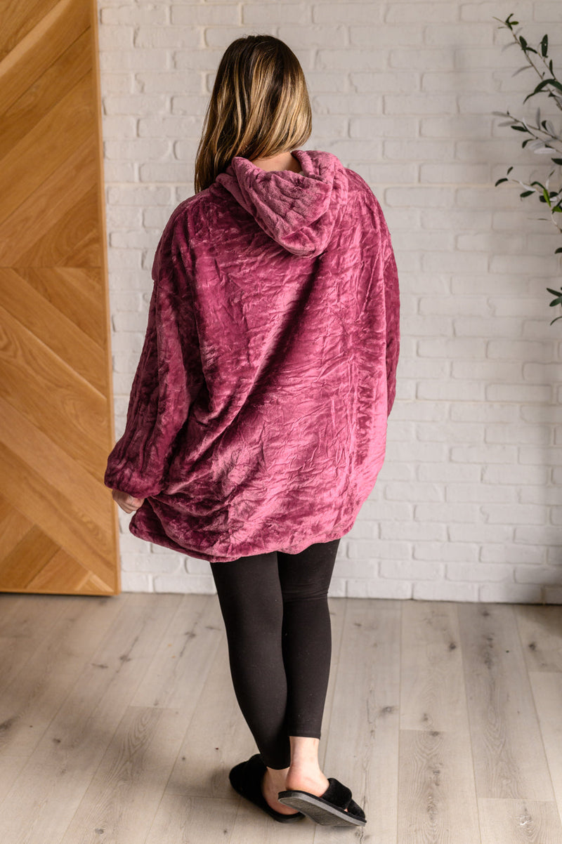 Hazel Blues® |  Oversized Velour Blanket Hoodie in Purple