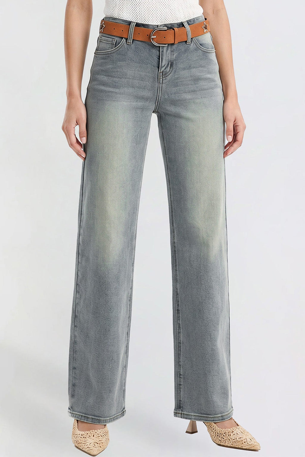 Britney Belted Wide Leg Jeans