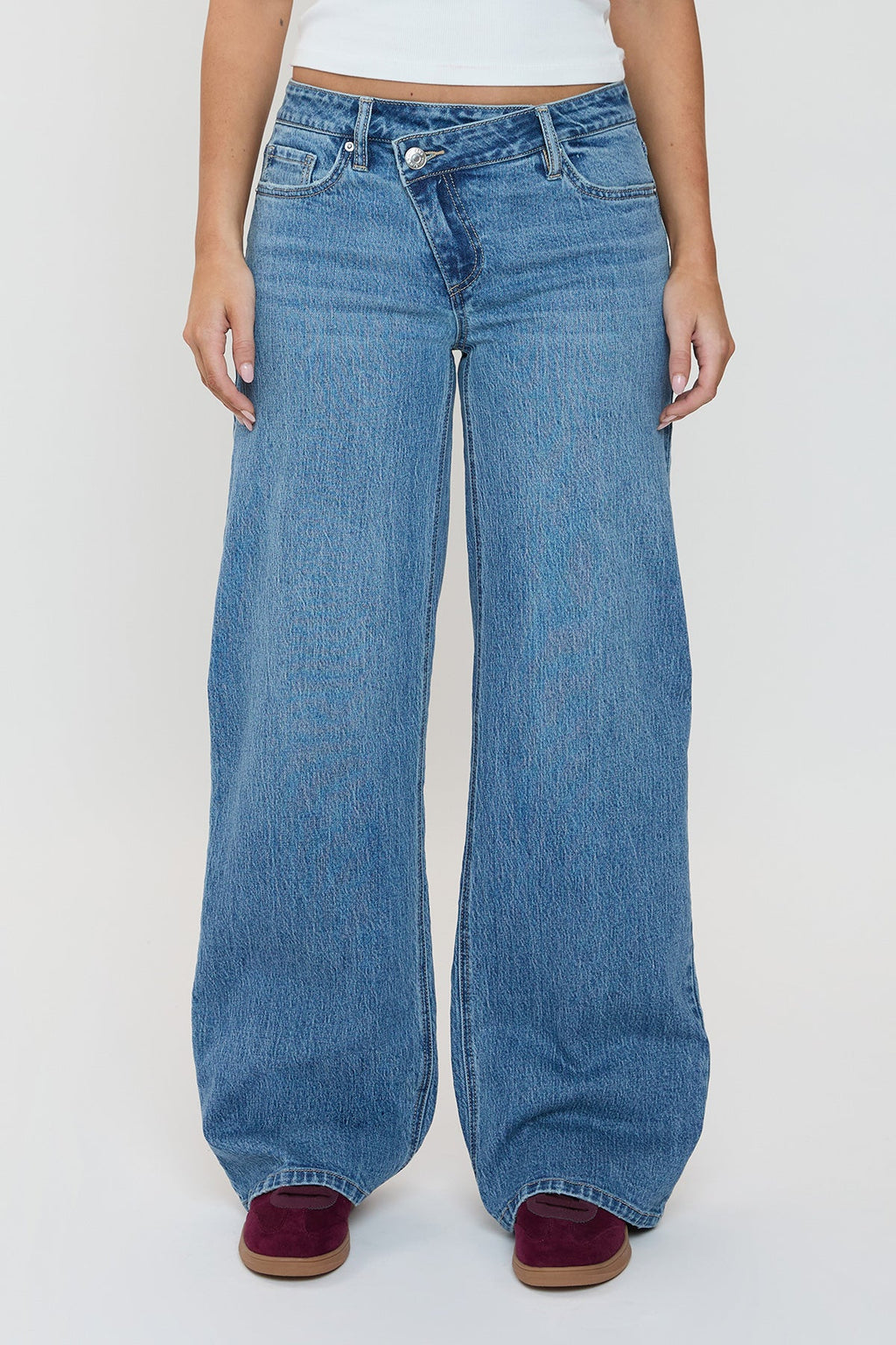 Luxe Asymmetrical Wide-Leg Jeans
