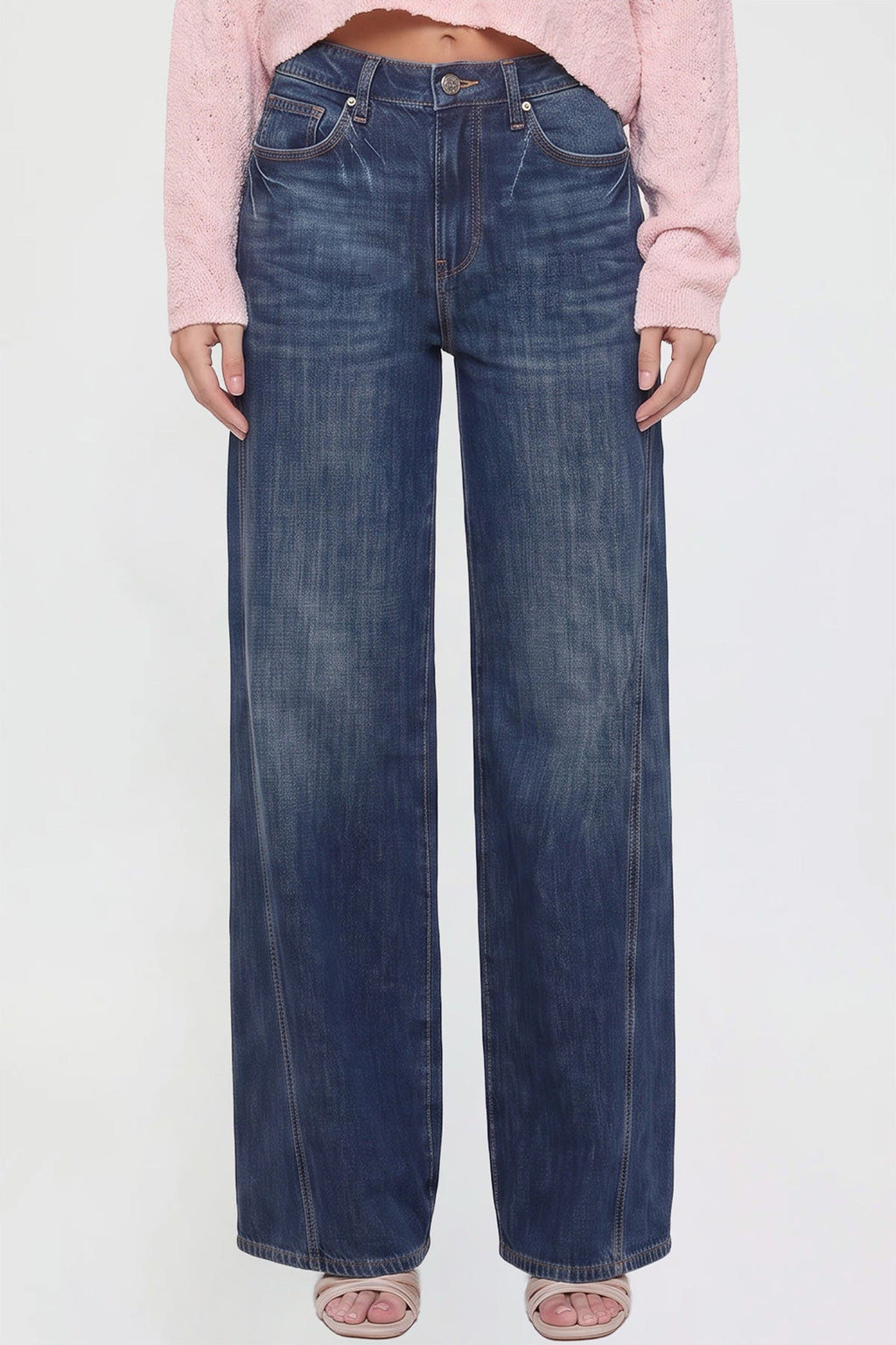 Wide Leg Jeans with Seam Detail