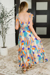 Hazel Blues® |  Paint Me Pretty Square Neck Dress in Lime, Blue and Tangerine