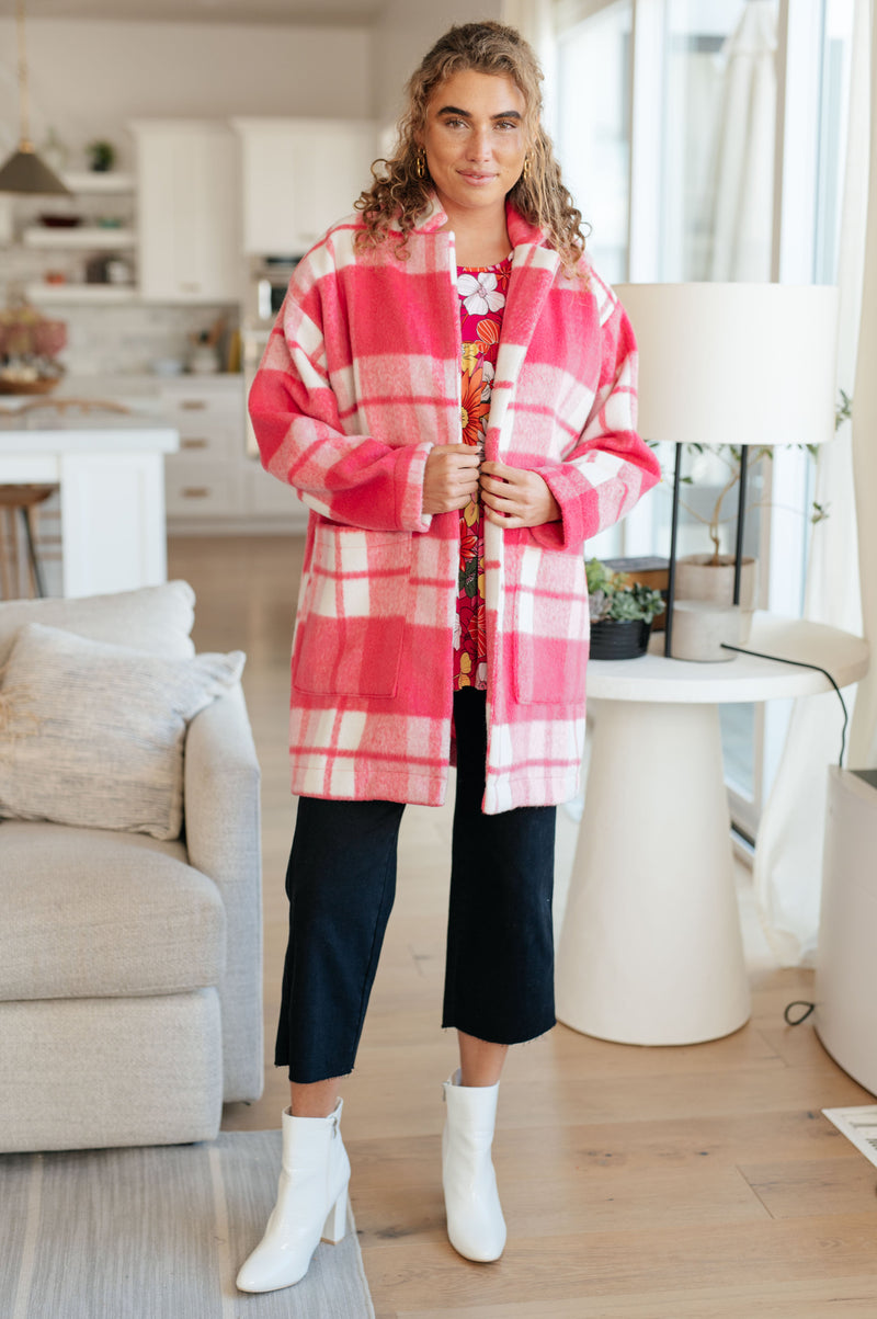 Hazel Blues® |  Passion in Plaid Coat in Pink