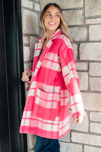 Hazel Blues® |  Passion in Plaid Coat in Pink