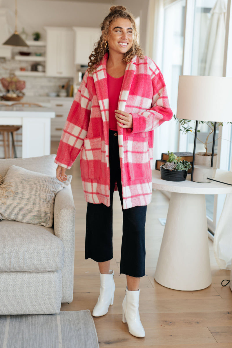 Hazel Blues® |  Passion in Plaid Coat in Pink