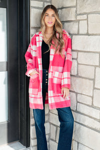 Hazel Blues® |  Passion in Plaid Coat in Pink