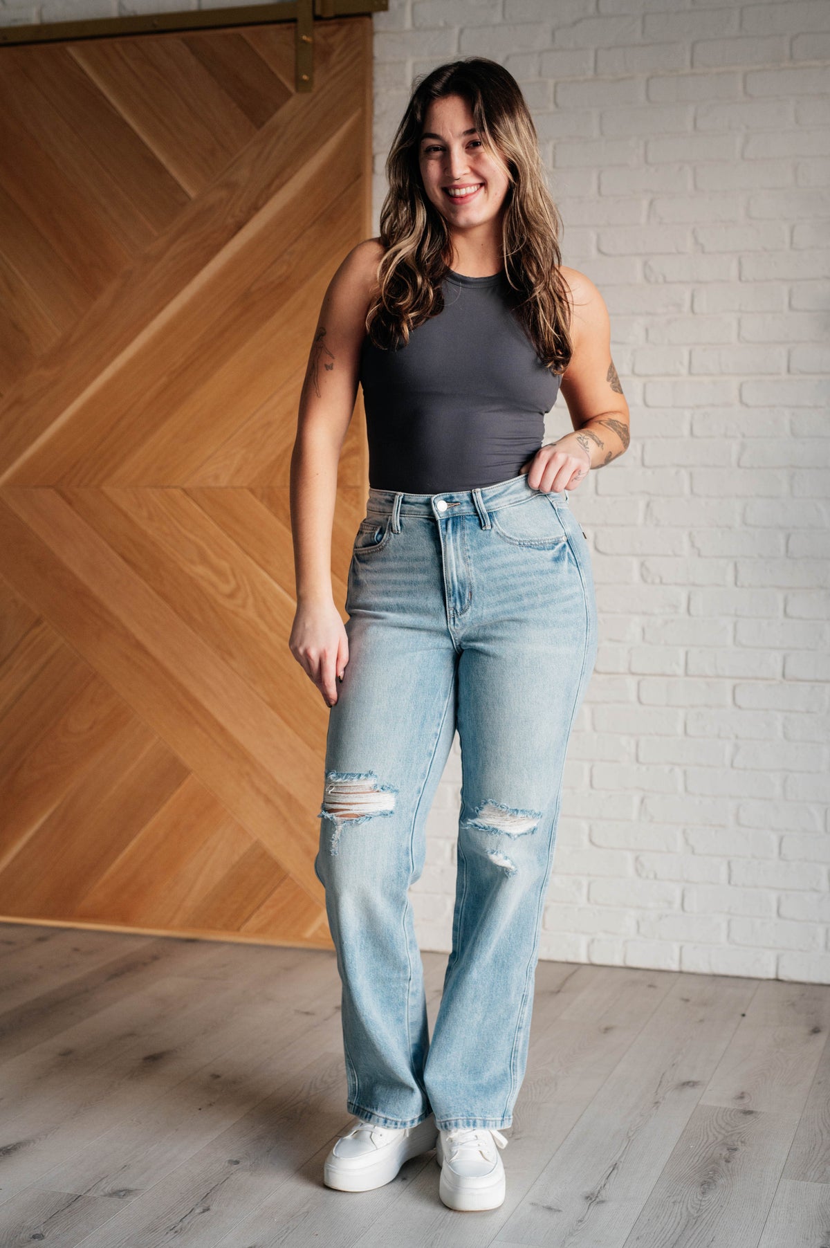 Hazel Blues® |  Patricia High Rise Rigid Magic 90's Straight Jeans