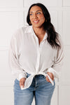 Hazel Blues® |  Pause and Reflect Tie Front Button Up Shirt