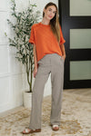 Hazel Blues® |  Peachy Keen Straight Leg Trousers in Stone Taupe