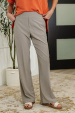 Hazel Blues® |  Peachy Keen Straight Leg Trousers in Stone Taupe