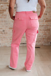 Hazel Blues® |  Peggy High Rise Cargo Straight Jeans in Pink