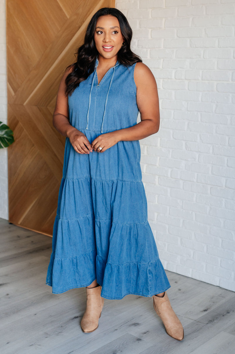 denim maxi dress plus size Tall Western Fashion Denim Maxi Dress featuring Lurex & Gold Accents