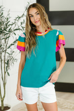 Hazel Blues® |  Perfect Playlist Color Block Sleeve Top