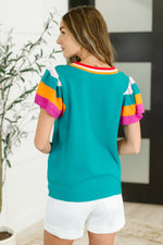 Hazel Blues® |  Perfect Playlist Color Block Sleeve Top