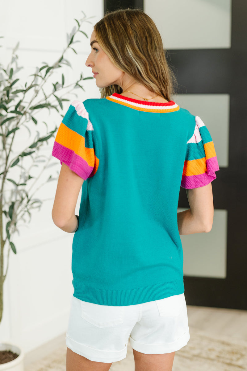Hazel Blues® |  Perfect Playlist Color Block Sleeve Top