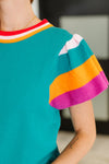 Hazel Blues® |  Perfect Playlist Color Block Sleeve Top