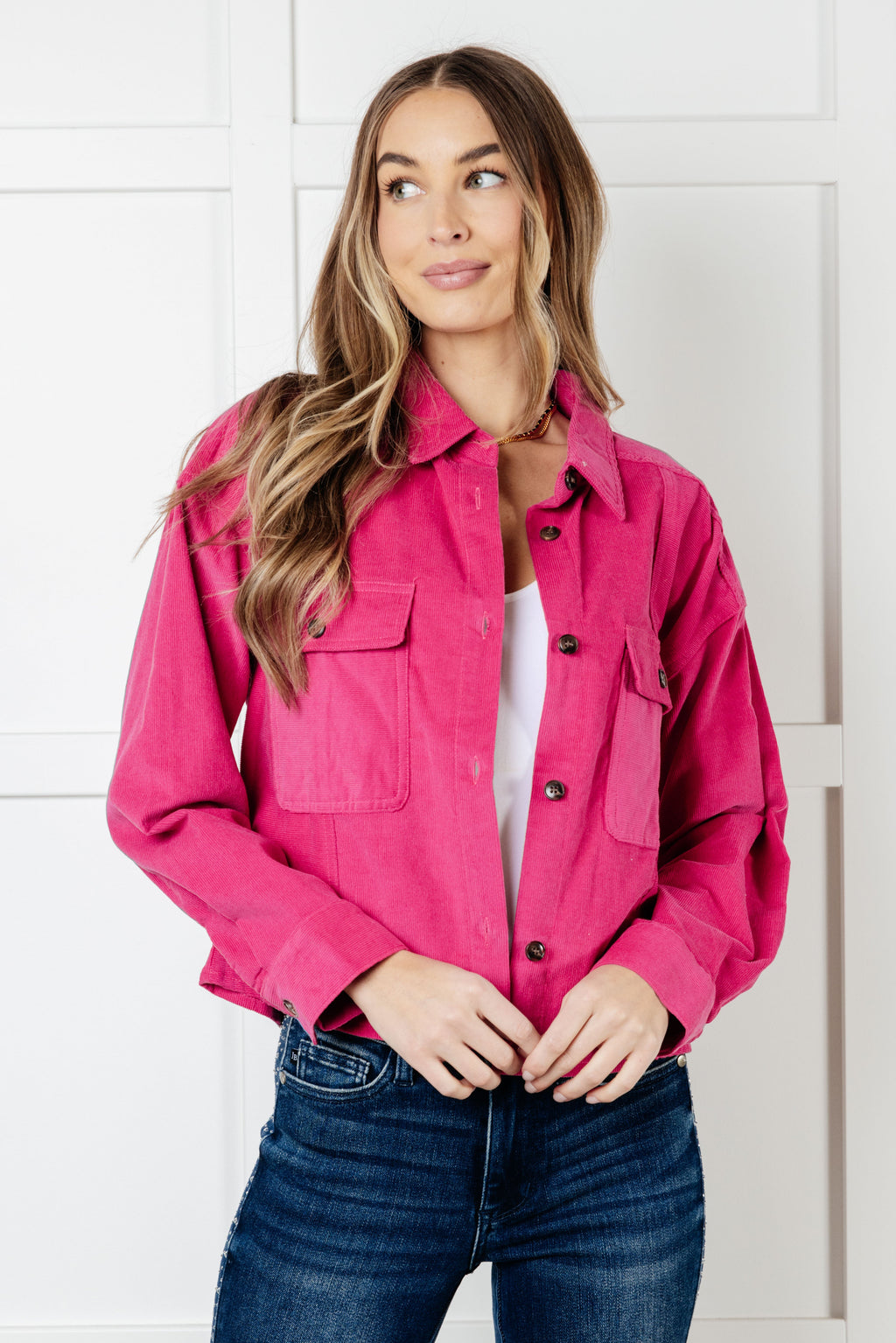 Hazel Blues® |  Perfect Pop of Pink Jacket