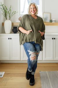 Hazel Blues® |  Perfectly Poised Hooded Poncho in Olive