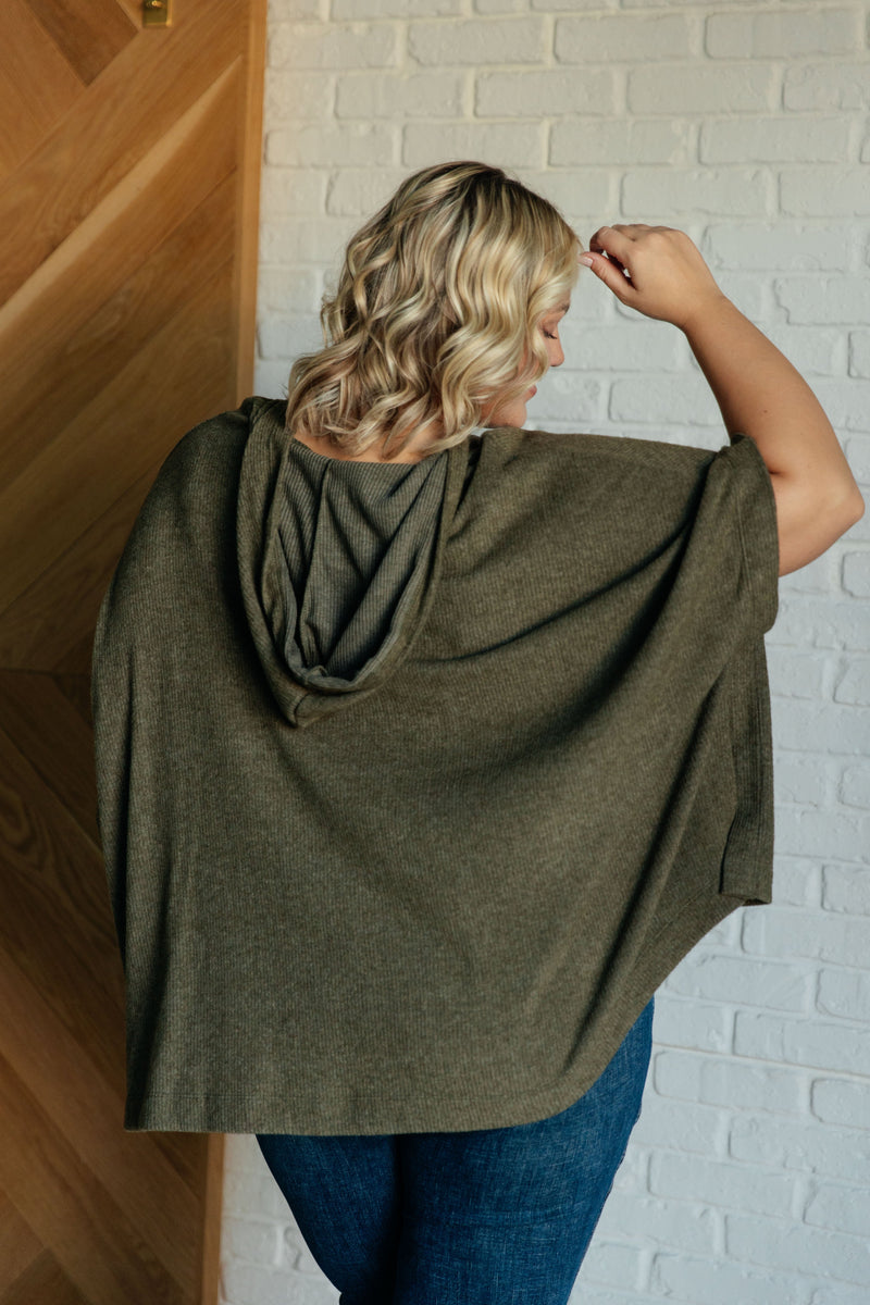 Hazel Blues® |  Perfectly Poised Hooded Poncho in Olive