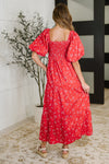 Hazel Blues® |  Petals & Promises V-Neck Dress in Red Multi