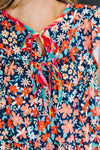 Hazel Blues® |  Petal to the Metal Flutter Sleeve Dress in Navy/Coral