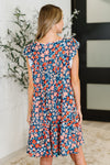 Hazel Blues® |  Petal to the Metal Flutter Sleeve Dress in Navy/Coral
