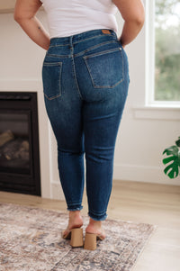 Hazel Blues® |  Phillipa High Rise Release Hem Slim Jeans