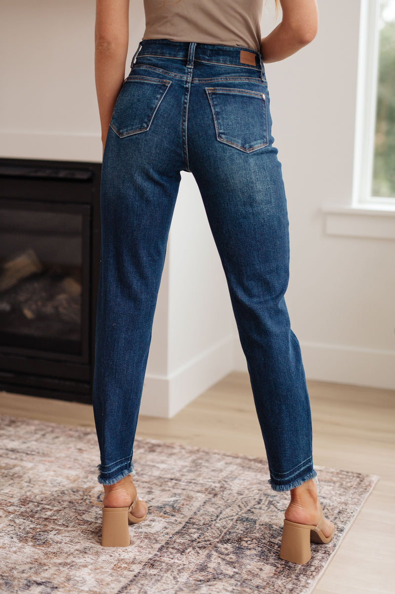 Hazel Blues® |  Phillipa High Rise Release Hem Slim Jeans