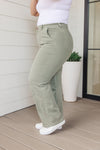 Hazel Blues® |  Phoebe High Rise Front Seam Straight Jeans in Sage
