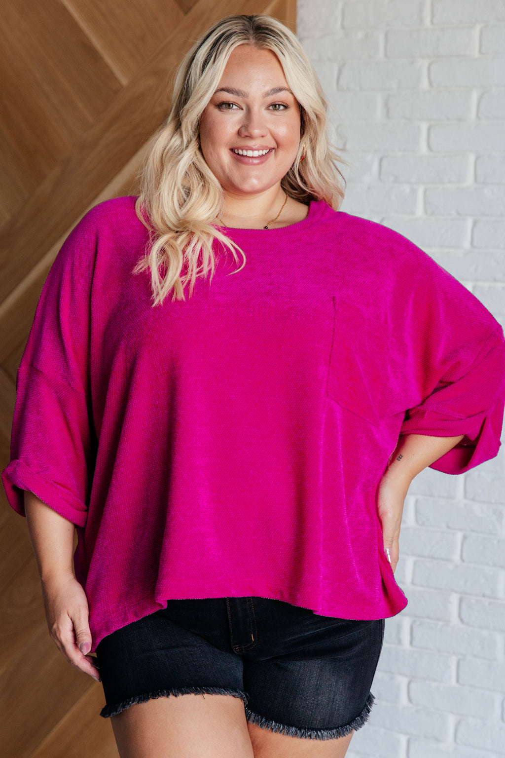 Hazel Blues® |  Pink Thoughts Chenille Blouse