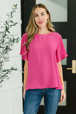 Hazel Blues® |  Pink and Perfect Ruffle Sleeve Top