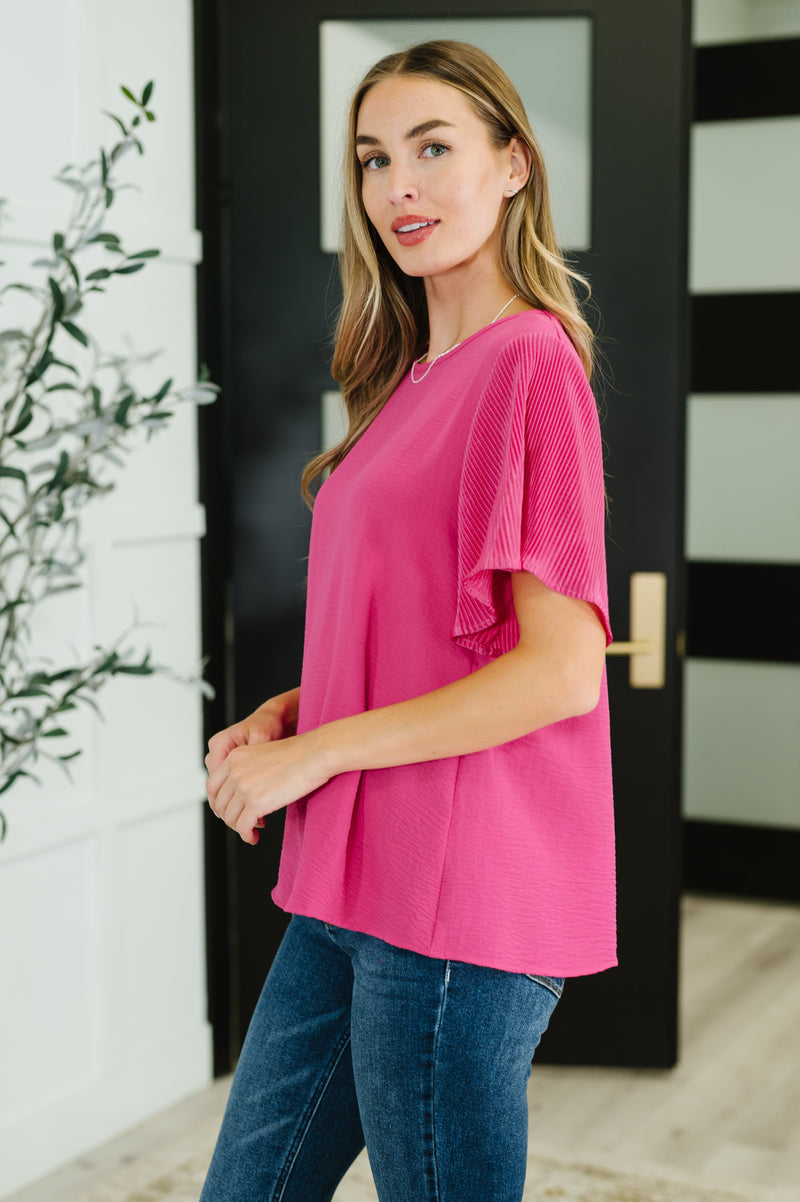 Hazel Blues® |  Pink and Perfect Ruffle Sleeve Top