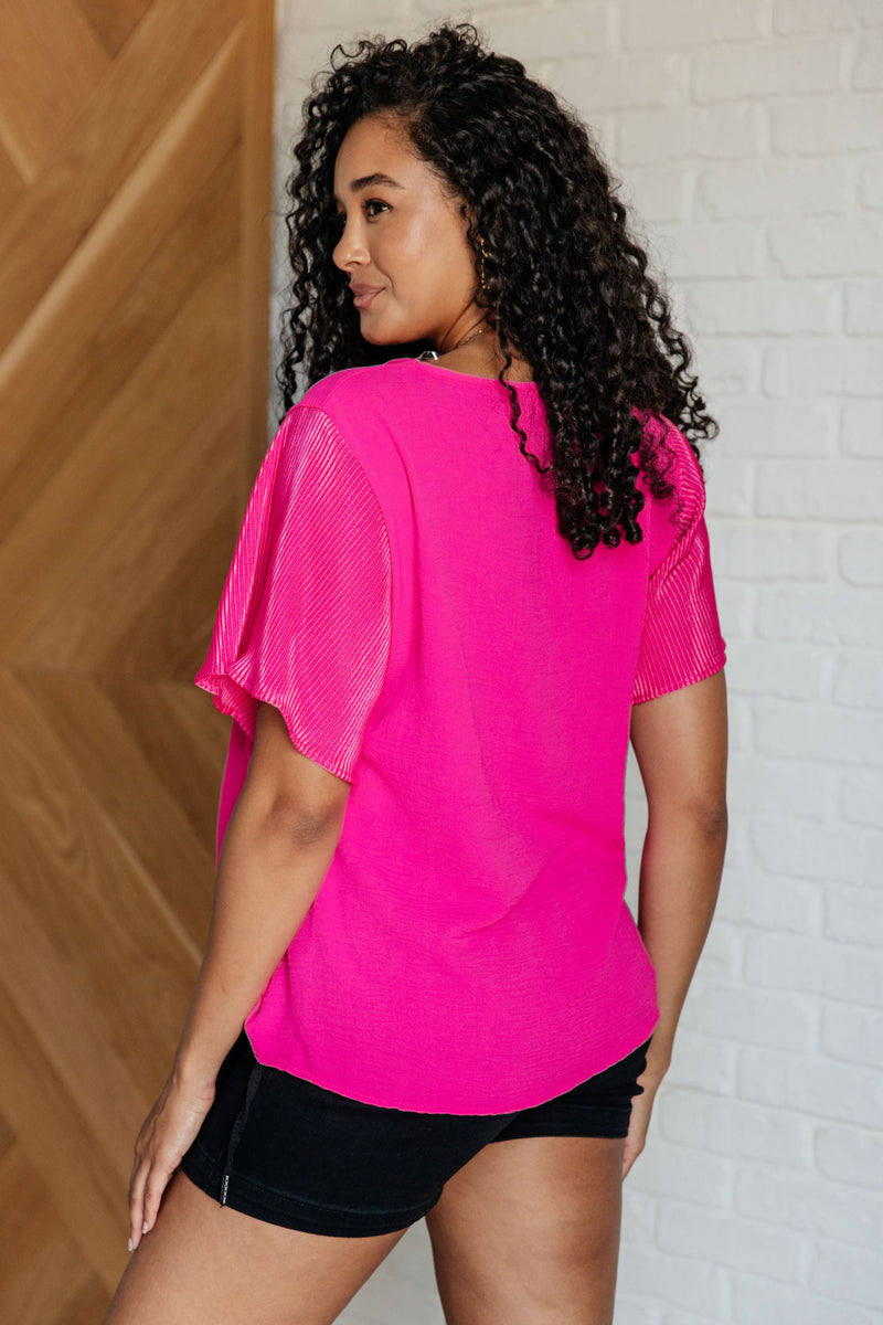 Hazel Blues® |  Pink and Perfect Ruffle Sleeve Top