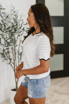 Hazel Blues® |  Pinkies Up Knit Top in White
