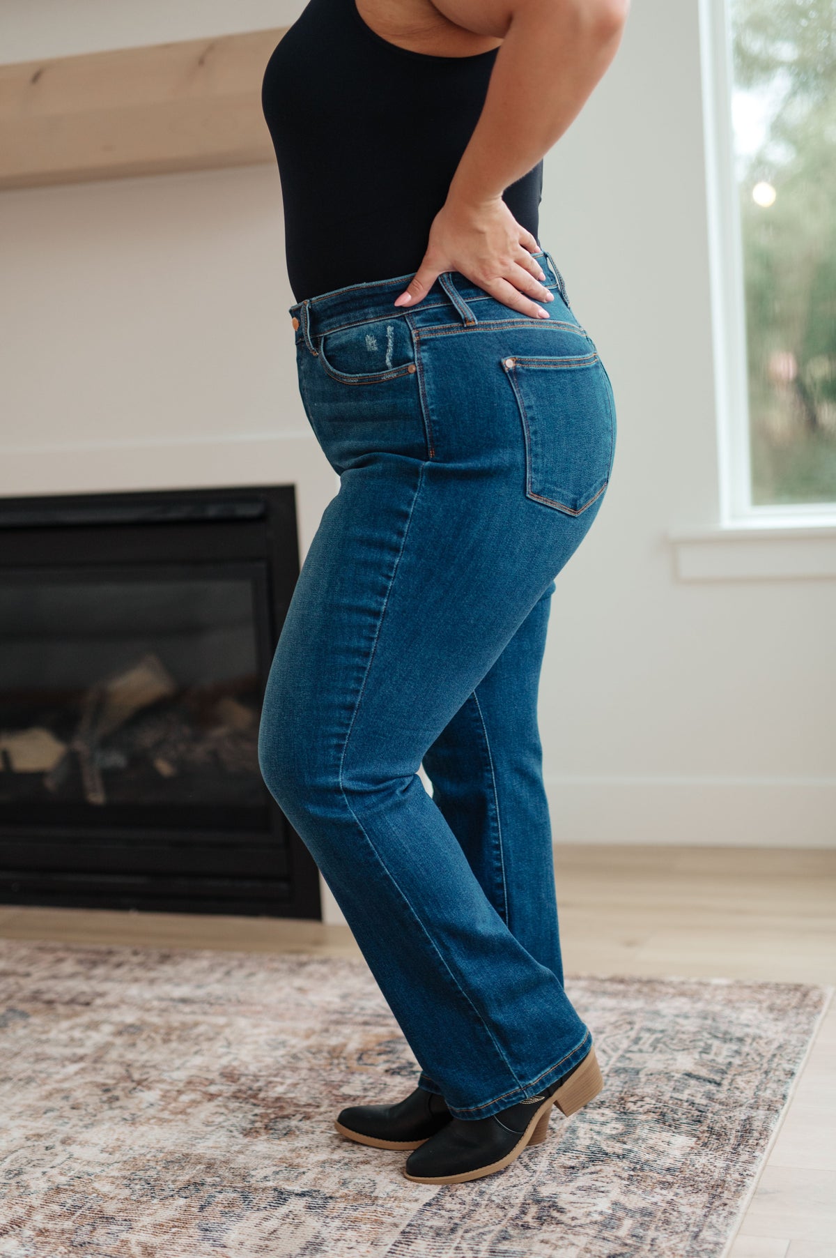 Hazel Blues® |  Pippa High Rise Button Fly Straight Jeans